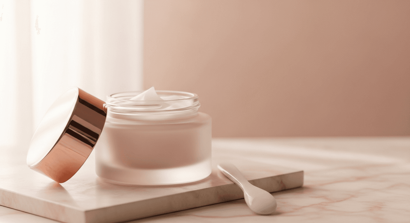 Skincare products comparison on marble surface