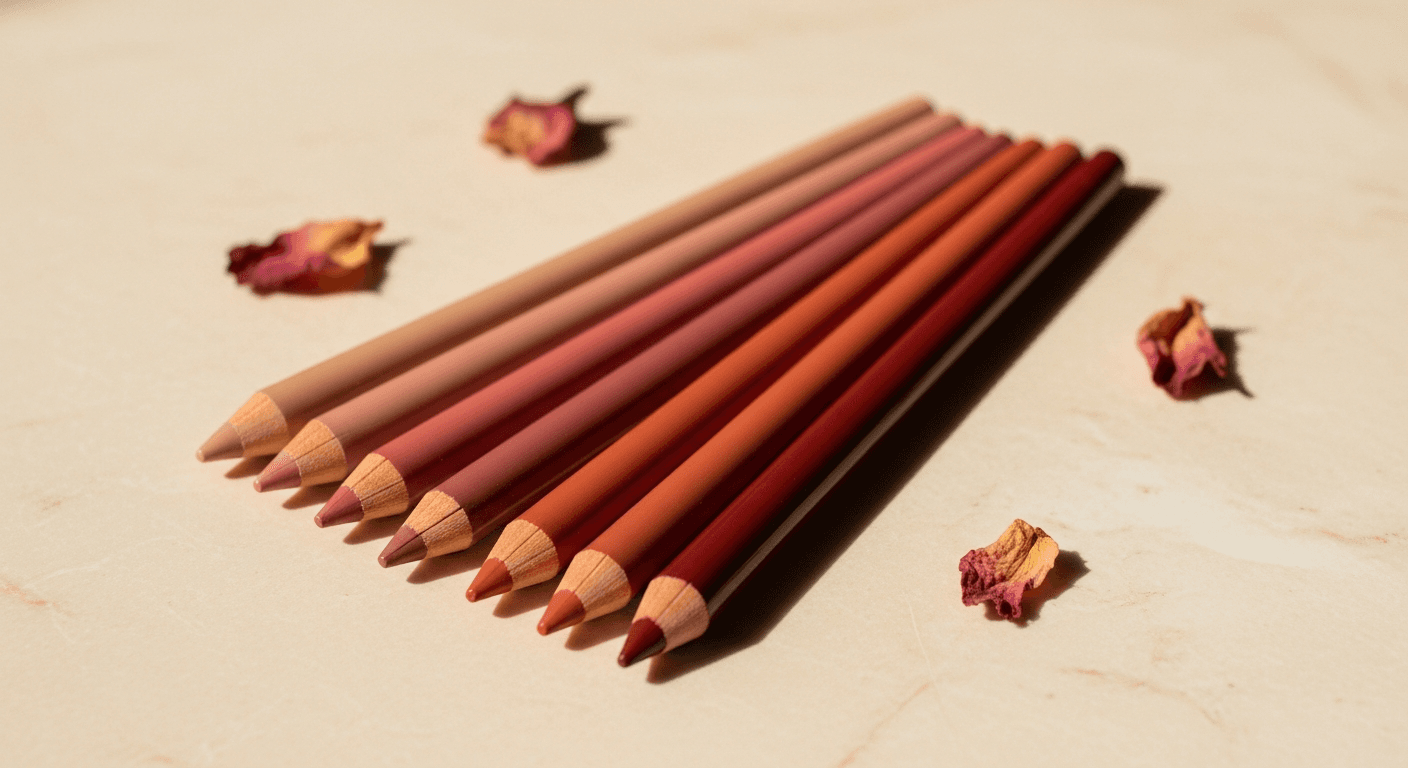 Best lip liner dupes laid out on a marble surface