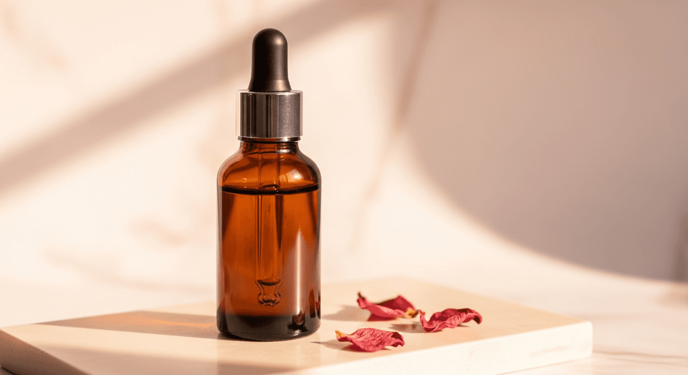 Retinol skincare products on elegant marble surface