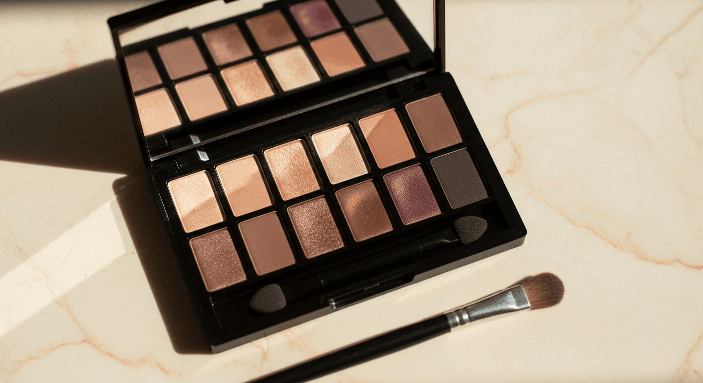 Eyeshadow palette in front of different eye colors