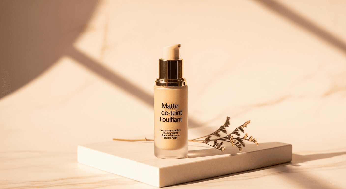 Foundation bottles for oily skin on beige textured surface