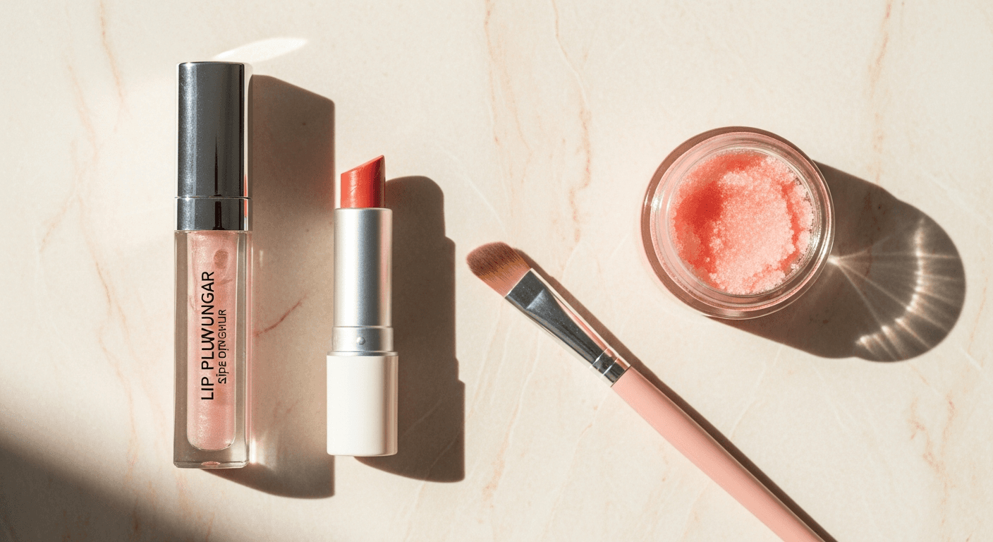 Naturally full lips with nude gloss