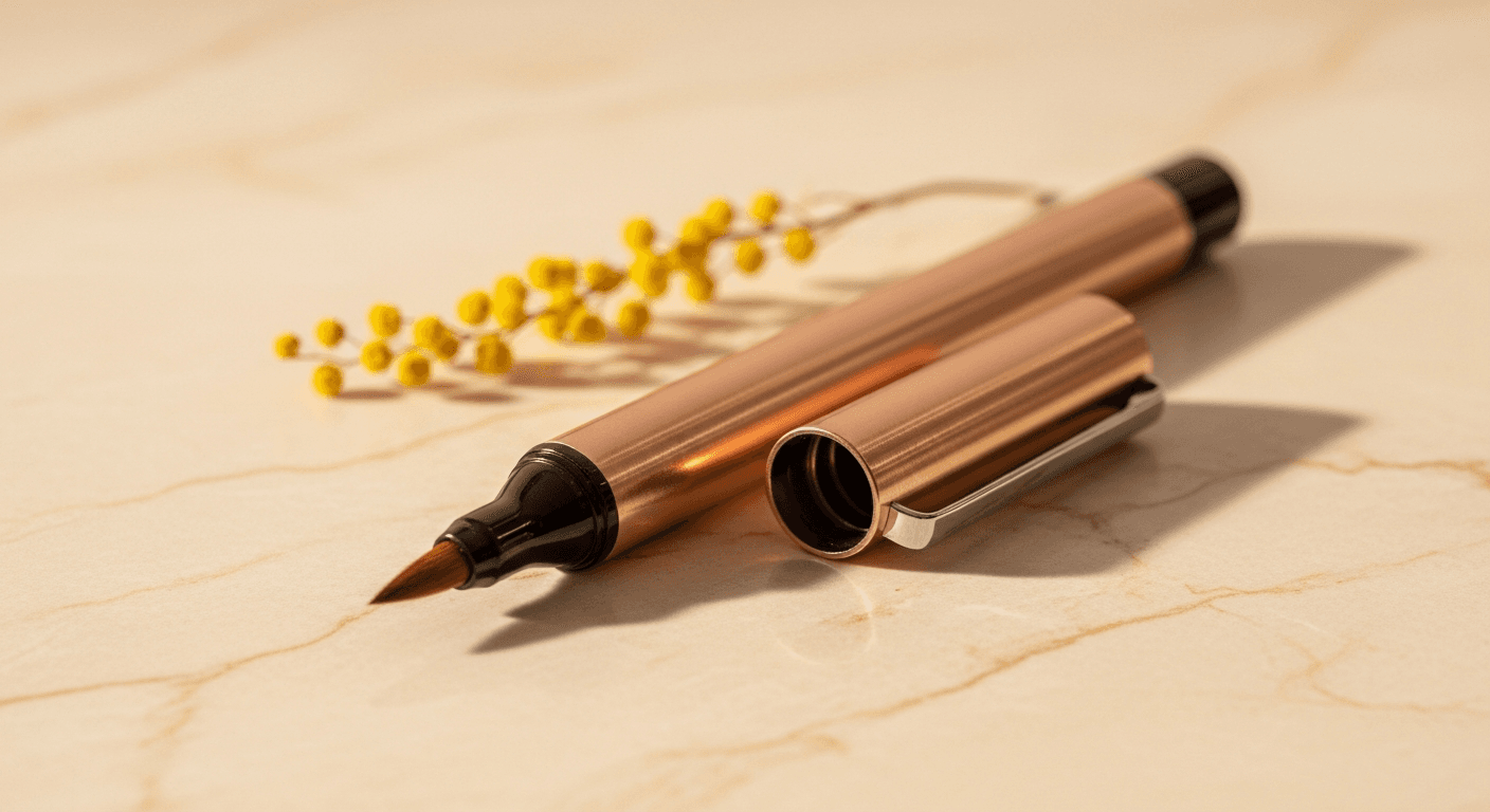 Illuminating pen concealers on beige marble surface