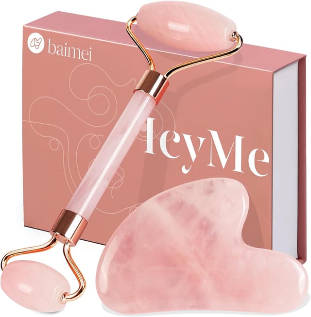 Rose Quartz Gua Sha + Roller Set